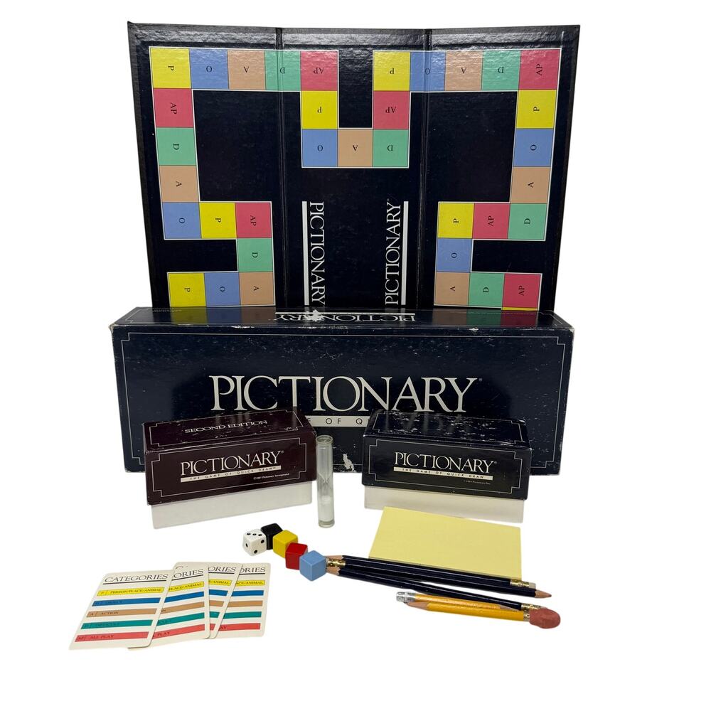 Vintage 1985 Pictionary Board Game 1st Ed + 2nd Ed Made in USA Please Read